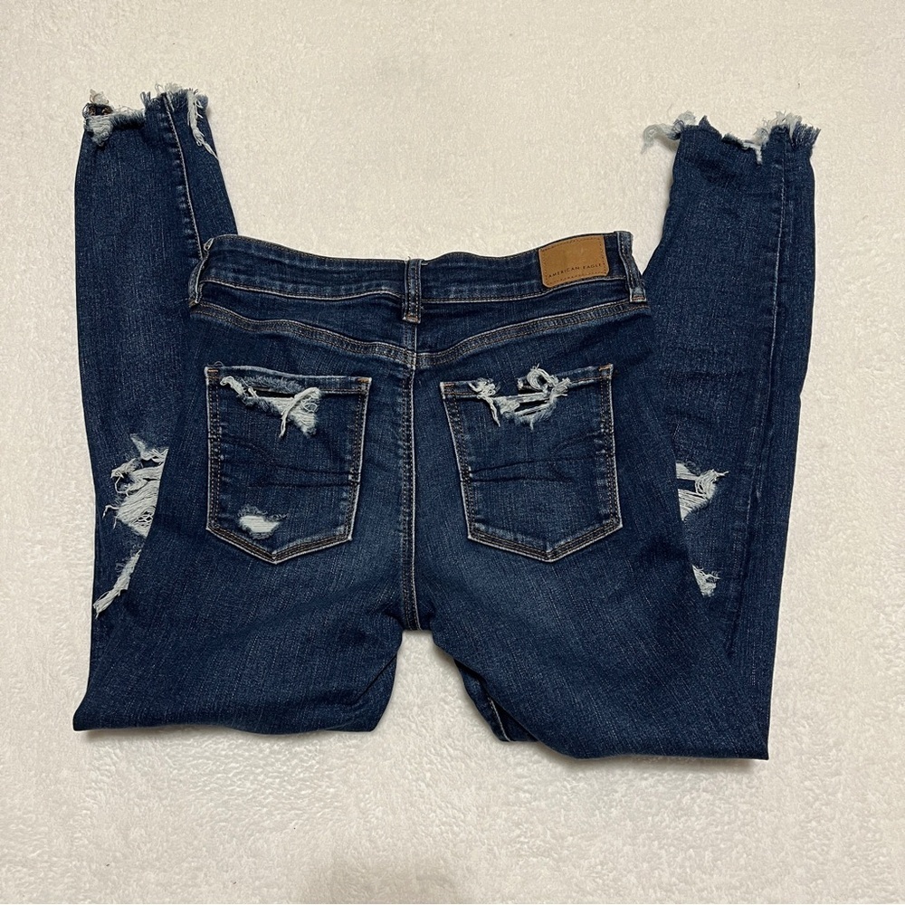 American Eagle Next Level Stretch Hi-Rise Jeggings Distressed Blue 4S - Picture 8 of 15